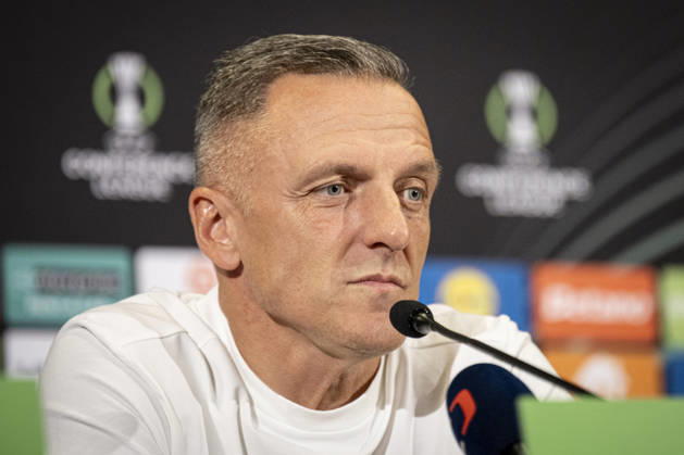 Coach of FK Jablonec Lubos Kozel speaks during the press conference, PK, Pressekonferenz prior to the Football Conference League 2nd round match FK Jablonec vs Brighton in Jablonec nad Nisou, Czech Republic, October 21, 2026. (CTKxPhoto RadekxPetrasek) CTKPhotoP2026102107233  CTKPhotoP2026102107233
