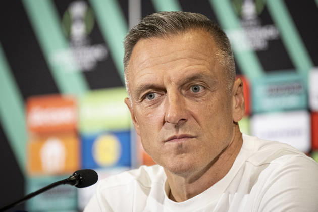 Coach of FK Jablonec Lubos Kozel speaks during the press conference, PK, Pressekonferenz prior to the Football Conference League 2nd round match FK Jablonec vs Brighton in Jablonec nad Nisou, Czech Republic, October 21, 2026. (CTKxPhoto RadekxPetrasek) CTKPhotoP2026102107244  CTKPhotoP2026102107244