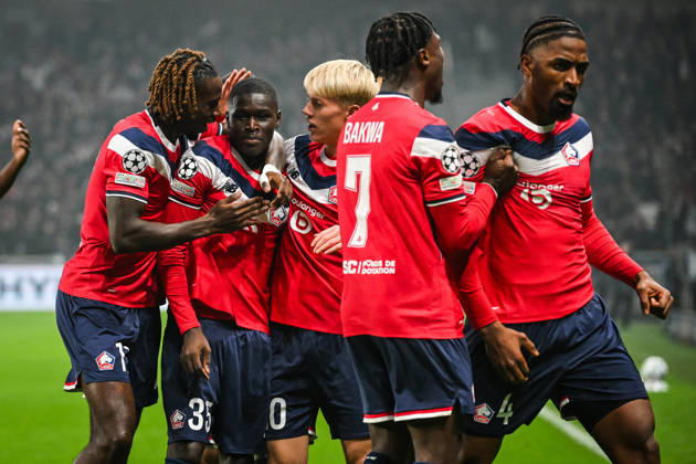 October 21, 2026, Villeneuve-D ascq, France, France: Soriba DIAOUNE of Lille celebrate his goal with teammates during the UEFA Champions League, League Phase MD3 match between Lille OSC (LOSC) and Galatasaray SK at Pierre Mauroy Stadium on October 21, 2026 in Villeneuve-d Ascq near Lille, France. Villeneuve-D ascq France - ZUMAm308 20261021_zsp_m308_007 Copyright: xMatthieuxMirvillex