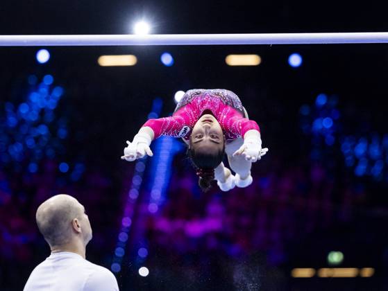 ROTTERDAM - Liudmila Roshchina (WG2) during the team final at the World Gymnastics Championships in Rotterdam Ahoy. IRIS VAN DEN BROEK ANP xVIxANPxSportx xxANPxIVx 573180563 originalFilename: 573180563.jpg