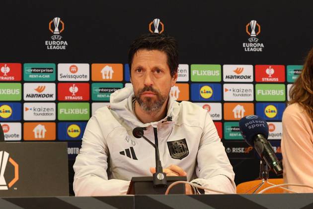 Jagiellonia Bialystok v RSC Anderlecht - UEFA Europa League Media Activities 21 10 2026 BIALYSTOK, POLAND - OCTOBER 21 : Bruno Vitor head coach of RSC Anderlecht speaking with the media during a pre-match press conference, PK, Pressekonferenz ahead of the UEFA Europa League 2026 27 League Phase matchday 3 match between Jagiellonia Bialystok and RSC Anderlecht on October 21, 2026 in Bialystok, Poland, 21 10 2026 Bialystok Poland  Copyright: xAnrx