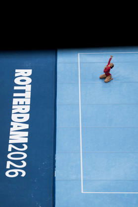 2026 Artistic Gymnastics World Championships, Day 5, Women’s Team Final, October 21, 2026: Maiana Prat of France competes in the floor exercise during the women’s team final on day five of the 2026 Artistic Gymnastics World Championships on October 21, 2026 in Rotterdam. Photo by Joel Marklund, BILDBYRÅN. Code: JM JM0863 bbeng artistic gymnastics gymnastics world championships team final women s team final France  Copyright: JOELxMARKLUND BB261021JM014