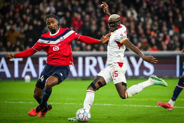 October 21, 2026, Villeneuve-D ascq, France, France: Alexsandro VICTOR DE SOUZA RIBEIRO of Lille and Victor OSIMHEN of Galatasaray during the UEFA Champions League, League Phase MD3 match between Lille OSC (LOSC) and Galatasaray SK at Pierre Mauroy Stadium on October 21, 2026 in Villeneuve-d Ascq near Lille, France. Lille OSC V Galatasaray SK - UEFA Champions League  - ZUMAm308 20261021_zsp_m308_031 Copyright: xMatthieuxMirvillex