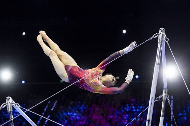 ROTTERDAM - Qiyuan Qiu (China) during the team final at the World Gymnastics Championships in Rotterdam Ahoy. IRIS VAN DEN BROEK ANP xVIxANPxSportx xxANPxIVx 573183935 originalFilename: 573183935.jpg