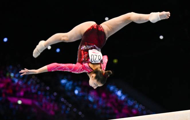 Netherlands Artistic Gymnastics World Championships 9270092 21.10.2026 Liudmila Roshchina of Team World Gymnastics Neutral Athletes 2 competes on the balance beam during the women s team final at the 2026 World Artistic Gymnastics Championships in Rotterdam, the Netherlands. Alexey Filippov Sputnik Rotterdam Netherlands  Copyright: xAlexeyxFilippovx