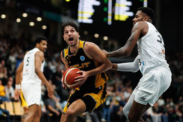Benedict Turudic of KK Croatia Split goes head-to-head with Ejiofor Onu of the Gladiators Trier; Action: Vet Concept Gladiators Trier vs. KK Split, Basketball, FIBA Europe Cup, Matchday 3, 2026–2027 Season, October 21, 2026, Vet Concept Gladiators Trier vs. KK Split, Basketball, FIBA Europe Cup, Matchday 3, 2026–2027 Season, October 21, 2026 Copyright: xEibnerxPressefotox EP_ANS