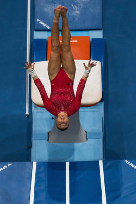 2026 Artistic Gymnastics World Championships, Day 5, Women’s Team Final, October 21, 2026: Lorette Charpy of France competes in the vault during the women’s team final on day five of the 2026 Artistic Gymnastics World Championships on October 21, 2026 in Rotterdam. Photo by Joel Marklund, BILDBYRÅN, code JM JM0863 bbeng artistic gymnastics gymnastics world championships final team final women s team final France  Copyright: JOELxMARKLUND BB261021JM027