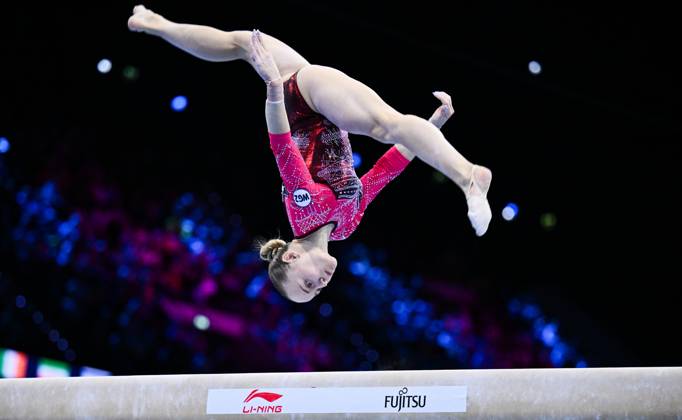 Netherlands Artistic Gymnastics World Championships 9270134 21.10.2026 Alena Glotova of Team World Gymnastics Neutral Athletes 2 competes on the balance beam during the women s team final at the 2026 World Artistic Gymnastics Championships in Rotterdam, the Netherlands. Alexey Filippov Sputnik Rotterdam Netherlands  Copyright: xAlexeyxFilippovx