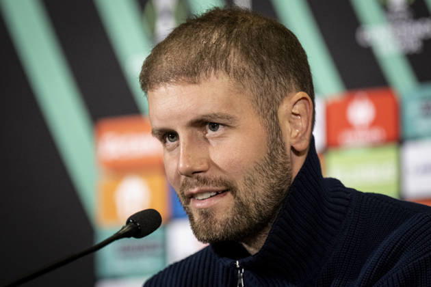 Coach Fabian Hurzeler of Brighton speaks during the press conference, PK, Pressekonferenz prior to the Football Conference League 2nd round match FK Jablonec vs Brighton in Jablonec nad Nisou, Czech Republic, October 21, 2026. (CTKxPhoto RadekxPetrasek) CTKPhotoP2026102108491  CTKPhotoP2026102108491