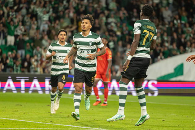Luis Suarez celebrating after goal seen in football match between Sporting CP and LASK in UEFA Champions League 2026 27 at Estadio JosÃ Alvalade, Lisboa, Portugal (Luis Loureiro Ball Raw Images PT) Lisboa Estadio JosÃ Alvalade Portugal Copyright: xLuisxLoureirox LloureiroSPCxLUSK-3236