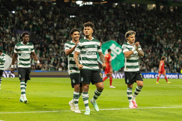 Luis Suarez celebrating after goal seen in football match between Sporting CP and LASK in UEFA Champions League 2026 27 at Estadio JosÃ Alvalade, Lisboa, Portugal (Luis Loureiro Ball Raw Images PT) Lisboa Estadio JosÃ Alvalade Portugal Copyright: xLuisxLoureirox LloureiroSPCxLUSK-3299