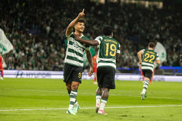 Luis Suarez celebrating after goal seen in football match between Sporting CP and LASK in UEFA Champions League 2026 27 at Estadio JosÃ Alvalade, Lisboa, Portugal (Luis Loureiro Ball Raw Images PT) Lisboa Estadio JosÃ Alvalade Portugal Copyright: xLuisxLoureirox LloureiroSPCxLUSK-3368