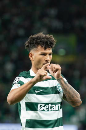 October 21, 2026, Lisbon, Lisbon, Portugal: Sporting forward from Colombia LUIS SUAREZ (97) celebrating after scoring a goal during the game for the League Phase for the UEFA Champions League between Sporting and LASK Linz at Estadio Jose de Alvalade Lisbon Portugal - ZUMAs359 20261021_zsp_s359_003 Copyright: xAlexandrexdexSousax