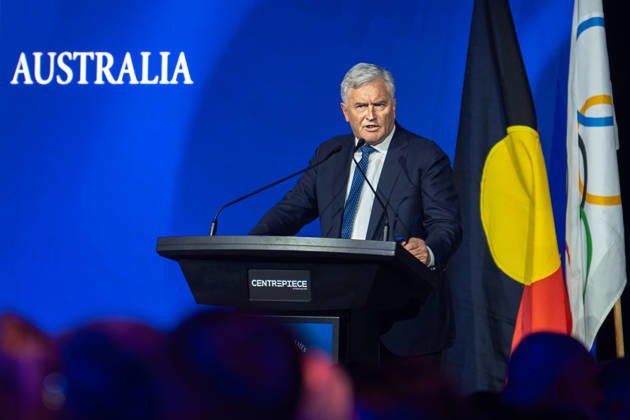 Olympic Games, Olympische Spiele, Olympia, OS ANNIVERSARY DINNER, President of the Australian Olympic Committee Ian Chesterman speaks at the 1956 Olympic Games 70th Anniversary Celebrations, in Melbourne, Wednesday, October 21, 2026. ( NO ARCHIVING MELBOURNE VICTORIA Australia  Copyright: xJayxKoglerx 20261022181660976751