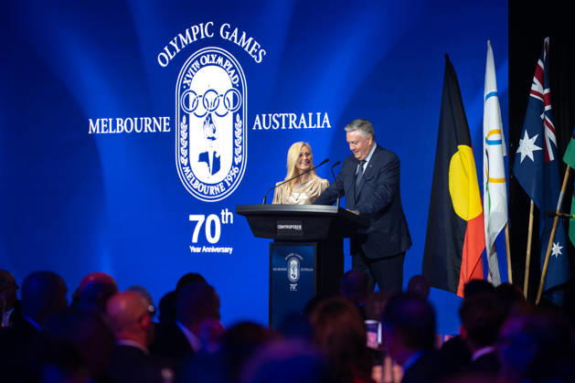 Olympic Games, Olympische Spiele, Olympia, OS ANNIVERSARY DINNER, Alisa Camplin-Warner and Eddie McGuire host the 1956 Olympic Games 70th Anniversary Celebrations, in Melbourne, Wednesday, October 21, 2026. ( NO ARCHIVING MELBOURNE VICTORIA Australia  Copyright: xJayxKoglerx 20261022173679792910