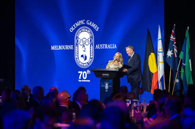 Olympic Games, Olympische Spiele, Olympia, OS ANNIVERSARY DINNER, Alisa Camplin-Warner and Eddie McGuire host the 1956 Olympic Games 70th Anniversary Celebrations, in Melbourne, Wednesday, October 21, 2026. ( NO ARCHIVING MELBOURNE VICTORIA Australia  Copyright: xJayxKoglerx 20261022112916077970