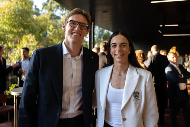 Olympic Games, Olympische Spiele, Olympia, OS ANNIVERSARY DINNER, Mack Horton and Jakara Anthony at the 1956 Olympic Games 70th Anniversary Celebrations, in Melbourne, Wednesday, October 21, 2026. ( NO ARCHIVING MELBOURNE VICTORIA Australia  Copyright: xJayxKoglerx 20261022197054574472