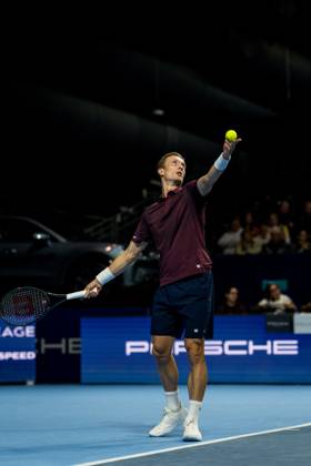 Jiri Lehecka of the Czech Republic pictured in action during the European Open ATP, Tennis Herren tennis tournament in Brussels, on Thursday 22 October. This year s edition of the tournament is taking place from 17 to 25 October JASPERxJACOBS  x190644481x