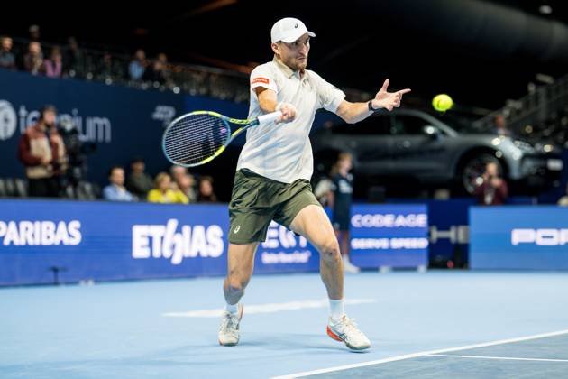 Raphael Collignon of Belgium pictured in action during the European Open ATP, Tennis Herren tennis tournament in Brussels, on Thursday 22 October. This year s edition of the tournament is taking place from 17 to 25 October JASPERxJACOBS  x190644783x