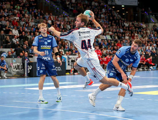 October 22, 2026, Germany, Stuttgart, Opel HBL, 2026–2027 Bundesliga, TVB Stuttgart vs. SG BBM Bietigheim, Mathias Rohde Larson (BBM)