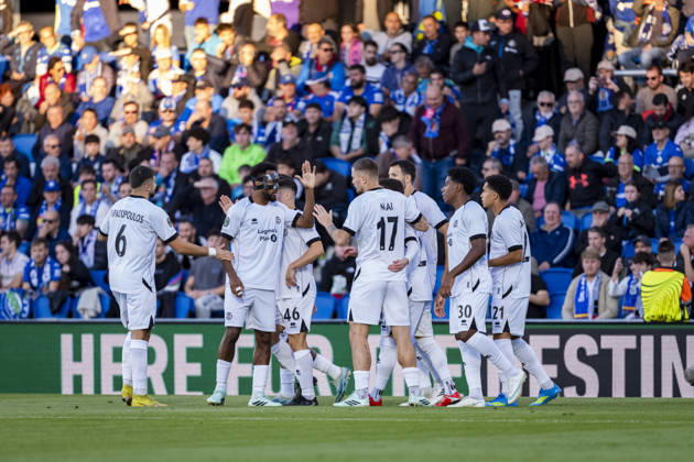 Getafe CF v FC Lugano - UEFA Conference League 2026 27 League Phase MD2 GETAFE, SPAIN - OCTOBER 22: Players of FC Lugano (from L to R) Antonios Papadopoulos, Mattia Zanotti, Lukas Mai, Dereck Moncada, Yanis Cimignani celebrates a goal during the UEFA Conference League 2026 27 League Phase MD2 match between Getafe CF and FC Lugano at Estadio Coliseum on October 22, 2026 in Getafe, Spain. Madrid Estadio Coliseum Madrid Spain Copyright: xAlbertoxGardinx AGardin_20261022_Get_Lug_0140