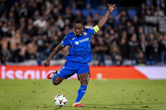Getafe CF v FC Lugano - UEFA Conference League 2026 27 League Phase MD2 GETAFE, SPAIN - OCTOBER 22: Dakonam Djene of Getafe CF is in action with the ball during the UEFA Conference League 2026 27 League Phase MD2 match between Getafe CF and FC Lugano at Estadio Coliseum on October 22, 2026 in Getafe, Spain. Madrid Estadio Coliseum Madrid Spain Copyright: xAlbertoxGardinx AGardin_20261022_Get_Lug_0152