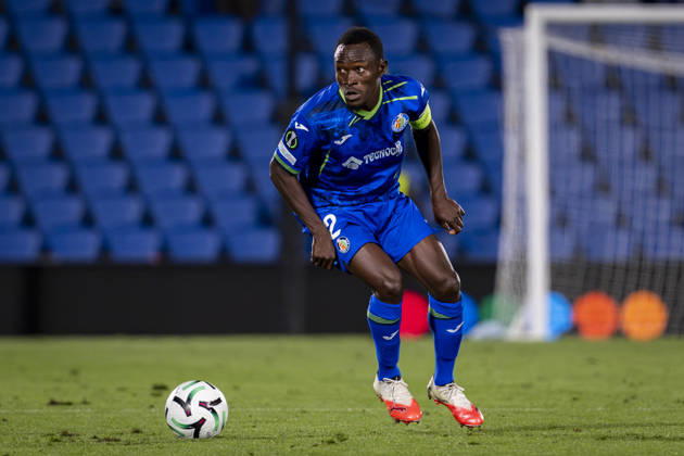 Getafe CF v FC Lugano - UEFA Conference League 2026 27 League Phase MD2 GETAFE, SPAIN - OCTOBER 22: Dakonam Djene of Getafe CF is in action with the ball during the UEFA Conference League 2026 27 League Phase MD2 match between Getafe CF and FC Lugano at Estadio Coliseum on October 22, 2026 in Getafe, Spain. Madrid Estadio Coliseum Madrid Spain Copyright: xAlbertoxGardinx AGardin_20261022_Get_Lug_0153