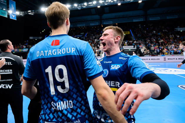 Stuttgart HBL 26 27 TVB Stuttgart SG BBM Bietigheim Linus Schmid Stuttgart, Jakob Nigg Stuttgart Stuttgart Porsche Arena Baden-Württemberg Germany