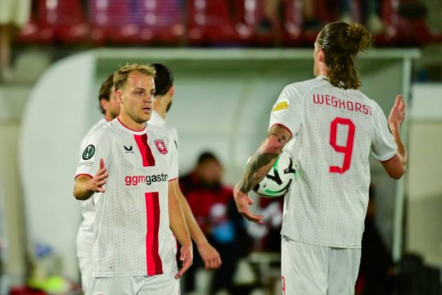 GIBRALTAR , 22 10-2026 , Europa Point stadium , season 2026 2027 , UEFA Conference League football , match between Lincoln Red Imps FC and FC Twente , picture shows FC Twente player Thomas van den Belt scores with assist of Weghorst Lincoln Red Imps - Twente  x208961197x Copyright: