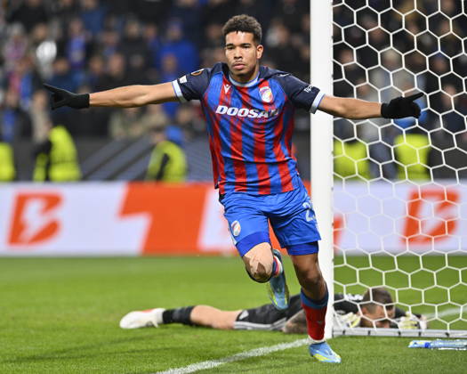 Fotball UEFA Europa League 3rd round match: Viktoria Plzen vs Levski Sofia in Pilsen, Czech Republic, October 22, 2026. Christophe Kabongo of Viktoria celebrates goal. (CTKxPhoto MiroslavxChaloupka) CTKPhotoP2026102210048  CTKPhotoP2026102210048