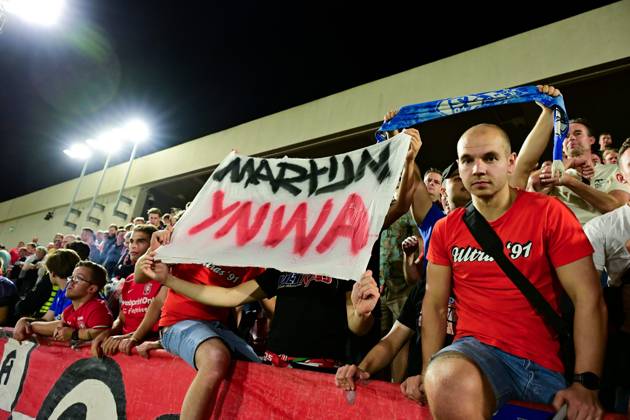 GIBRALTAR , 22 10-2026 , Europa Point stadium , season 2026 2027 , UEFA Conference League football , match between Lincoln Red Imps FC and FC Twente , picture shows fans Lincoln Red Imps - Twente  x208965258x Copyright: