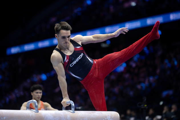 Rotterdam The Netherlands 23rd October 2026 World Championships artistic gymnastics. Pommel Horse Samuel Zakutney (CAN) turnen