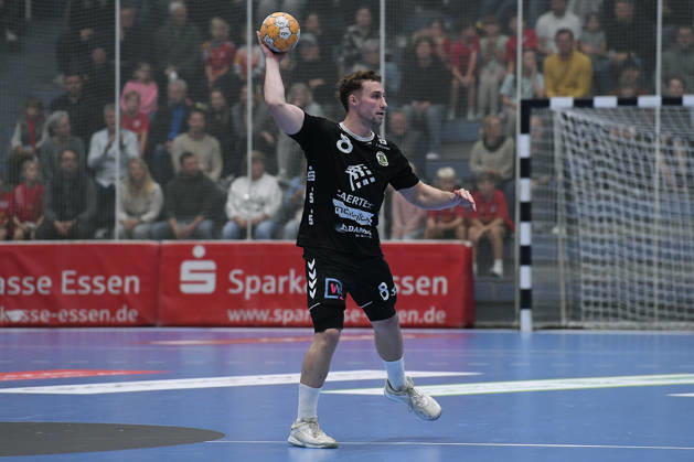 2nd Handball Bundesliga, Matchday 8: TuSEM Essen vs. TV Emsdetten on October 19, 2026, at Sportpark Am Hallo in Essen; Bjarne Budelmann, Emsdetten xRx