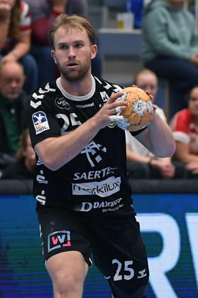 Handball Bundesliga, Matchday 8: TuSEM Essen vs. TV Emsdetten on October 19, 2026, at Sportpark Am Hallo in Essen. Jaris Tobeler, Emsdetten xRx