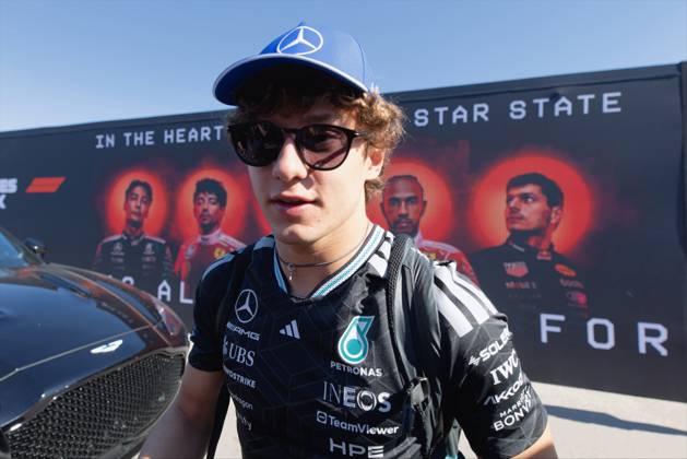 RECORD DATE NOT STATED 23rd October 2026; Circuit of the Americas, Austin, United States; Formula 1, United States Grand Prix, Free Practice Day; Andrea Kimi Antonelli (12) of Italy and Mercedes-AMG PETRONAS Formula One Team enters the paddock BobxKupbens