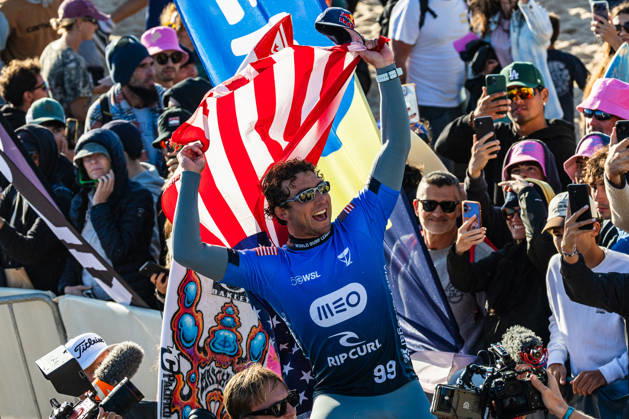 October 23, 2026, Peniche, Leiria, Portugal: Griffin Colapinto celebrates after winning the final of Meo Rip Curl Pro Portugal at Praia dos Supertubos on October 23, 2026 in Peniche, Portugal. Peniche Portugal - ZUMAs391 20261023_znp_s391_012 Copyright: xCarlosxSilvax