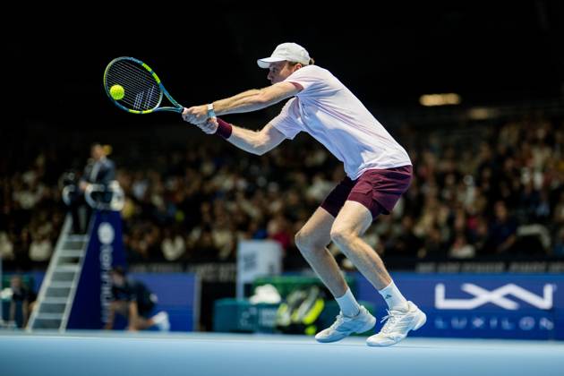 Alex Michelsen of the United States pictured in action during the European Open ATP, Tennis Herren tennis tournament in Brussels, on Friday 23 October 2026. This year s edition of the tournament is taking place from 17 to 25 October JASPERxJACOBS  x190775589x
