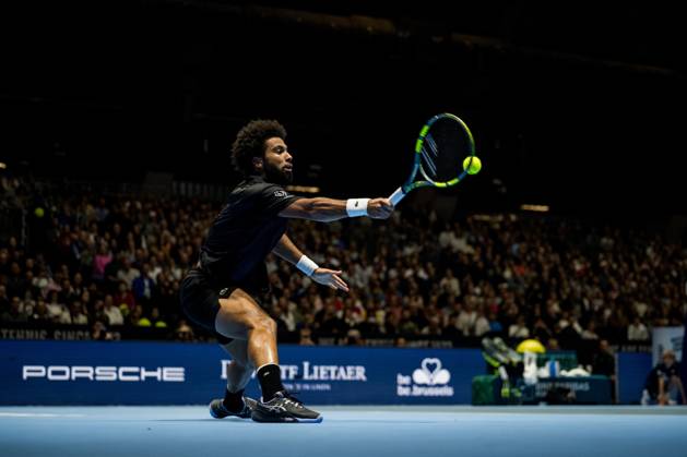 Arthur Fils of France pictured in action during the European Open ATP, Tennis Herren tennis tournament in Brussels, on Friday 23 October 2026. This year s edition of the tournament is taking place from 17 to 25 October JASPERxJACOBS  x190787347x