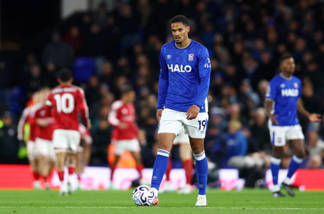 Ipswich, England, 23rd October 2026. Emersonn of Ipswich Town gets ready to re start the game after going a goal down during the Ipswich Town vs Nottingham Forest Premier League match at Portman Road, Ipswich. Picture credit should read: Paul Terry Sportimage EDITORIAL USE ONLY. No use with unauthorised audio, video, data, fixture lists, club league logos or live services. Online in-match use limited to 120 images, no video emulation. No use in betting, games or single club league player publications. SPI_016_PT_Ipswich_Forest SPI-5093-0017