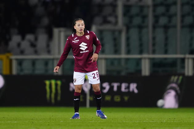Torino s Kian Fitz-Jim celebrates after scoring the opening goal for his team 1-0 during the Serie A soccer match between Torino FC and AC Monza at the Stadio Olimpico Grande Torino in Turin, Italy - October 23, 2026. - Soccer  Copyright: xFabioxFerrari LaPressex