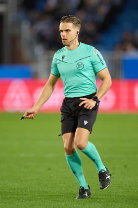 October 23, 2026, Vitoria, Alaba, Spain: Referee Carlos Muniz Munoz looks on during the LaLiga EA Sports match between Deportivo Alaves and Malaga CF at Mendizorrotza on October 23, 2026, in Vitoria, Spain. Vitoria Spain - ZUMAa181 20261023_zaa_a181_008 Copyright: xRicardoxLarreinax