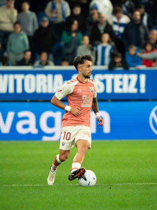 ESP LaLiga EA Sports: Deportivo Alavés vs. Málaga CF — David Larrubia of Málaga during the LaLiga EA Sports match between Deportivo Alavés and Málaga CF, played at Mendizorroza Stadium in Vitoria-Gasteiz on October 23, 2026, in Spain. VITORIA-GASTEIZ, Spain. Soccer Copyright: xAgenciaxLOFx