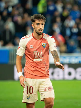 ESP LaLiga EA Sports: Deportivo Alavés vs. Málaga CF — David Larrubia of Málaga during the LaLiga EA Sports match between Deportivo Alavés and Málaga CF, played at Mendizorroza Stadium in Vitoria-Gasteiz on October 23, 2026, in Spain. VITORIA-GASTEIZ, Spain. Soccer Copyright: xAgenciaxLOFx