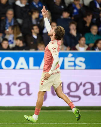 October 23, 2026, Vitoria, Alaba, Spain: Adrian Nino of Malaga CF celebrates after scoring the team s first goal during the LaLiga EA Sports match between Deportivo Alaves and Malaga CF at Mendizorrotza on October 23, 2026, in Vitoria, Spain. Vitoria Spain - ZUMAa181 20261023_zaa_a181_015 Copyright: xRicardoxLarreinax