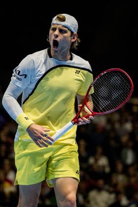 Zizou Bergs of Belgium celebrates during the European Open ATP, Tennis Herren tennis tournament in Brussels, on Friday 23 October 2026. This year s edition of the tournament is taking place from 17 to 25 October JASPERxJACOBS  x190798049x