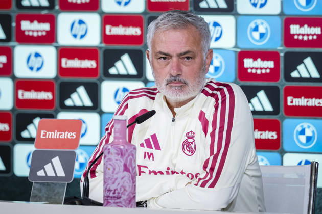 Real Madrid Training Session and press conference, PK, Pressekonferenz Jose Mourinho, Head Coach of Real Madrid, speaks during a press conference ahead of the LaLiga EA Sports match against FC Barcelona, Barca at Ciudad Real Madrid on October 24, 2026 in Valdebebas, Spain. Valdebebas Ciudad Real Madrid Madrid Spain Copyright: xAlbertoxGardinx AGardin_20261024_Rea_Mad_Pc_0019