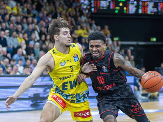 EWE Baskets Oldenburg faces off against Bamberg Baskets, Mylik Wilson EWE Baskets Oldenburg vs. Bamberg Baskets, Basketball, BBL, October 23, 2026, Oldenburg Copyright: xEibner-Pressefotox EP_EER