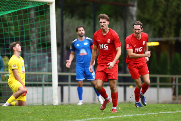 3 Albin Nishori of Eimsbütteler TV celebrates his goal, making the score 1–0. Soccer I Men’s I Regionalliga Nord I 2026–2027 Season I Matchday 15 I Eimsbütteler TV vs. SSV Jeddeloh II I October 24, 2026 I Hinschenfelde Sports Park