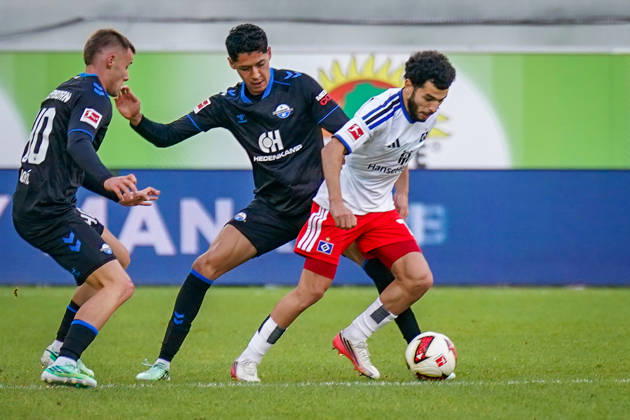 German Soccer Bundesliga 2026–2027, Matchday 7: SC Paderborn vs. Hamburger SV at Home Deluxe Arena, Paderborn; Zakaria El Ouahdi (Hamburger SV), 7 on the ball Copyright: xJOERANxSTEINSIEKx