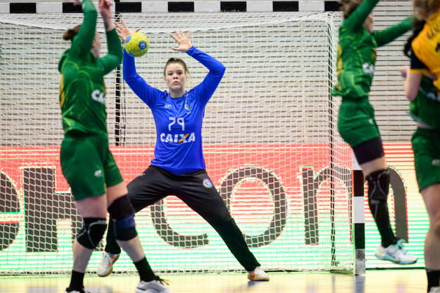 Handball, International Friendly, Sweden vs. Brazil, October 24, 2024. Goalkeeper Anna Julia da Silva of Brazil during the international friendly handball match between Sweden and Brazil on October 24, 2026 in Jönköping. Photo by Carl Sandin, BILDBYRÅN, code CS CS0996. handball, Swedish national handball team, Sweden, Brazil, women s handball Copyright: CARLxSANDIN BB261024CS046